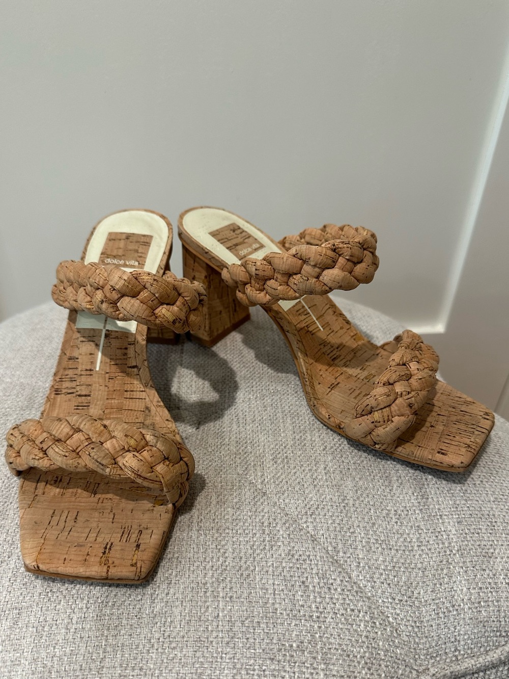 Dolce Vita size 8 wide cork look braided double strap sandals